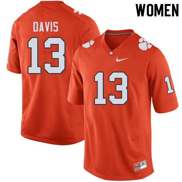 Women #13 Tyler Davis Clemson Tigers College Football Jerseys Sale-Orange